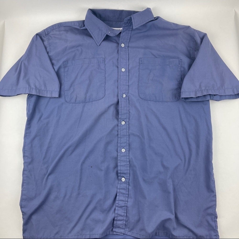 Haband Button Up Shirt Mens Blue Short Sleeve